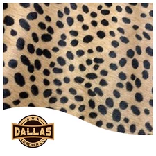 Stenciled Leather Cuts | Cheetah Beige | Pre-Cut Sheets | DLCo | Hair On Printed