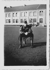 1946 WWII US Army GI Ambulance Barracks Namur Belgium Vtg Found Photo Snapshot