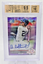 2017 Bowman Chrome Prospect Auto Purple Refractor Blake Rutherford /250. BGS 9.5