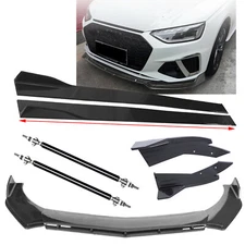 For AUDI A3 A4 A5 A6 B6 B7 Carbon Fiber Front Bumper L Splitter Side Skirt Strut
