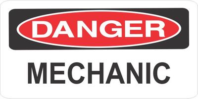 3 DANGER MECHANIC HELMET/HARD HAT/TOOLBOX/LUNCH BOX STICKER UNION HS1001