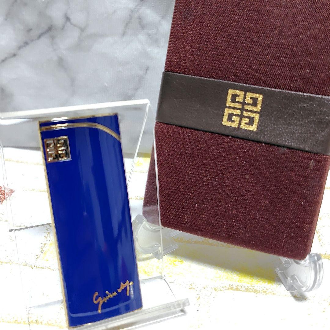 Givenchy Blue Gas Lighter Vintage Boxed Used Collectible