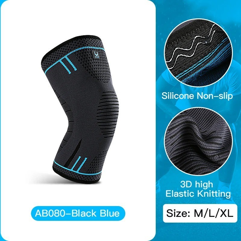 Genouillère de compression sportive noire en néoprène respirant pour la protection du genou