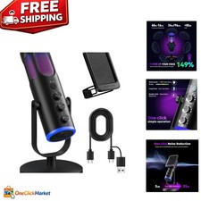 Professional USB Condenser Microphone for Streaming with RGB One-Touch Mute