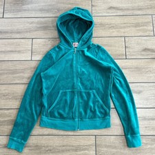 Juicy Couture Y2k Made In USA Velour Crystal Hoodie