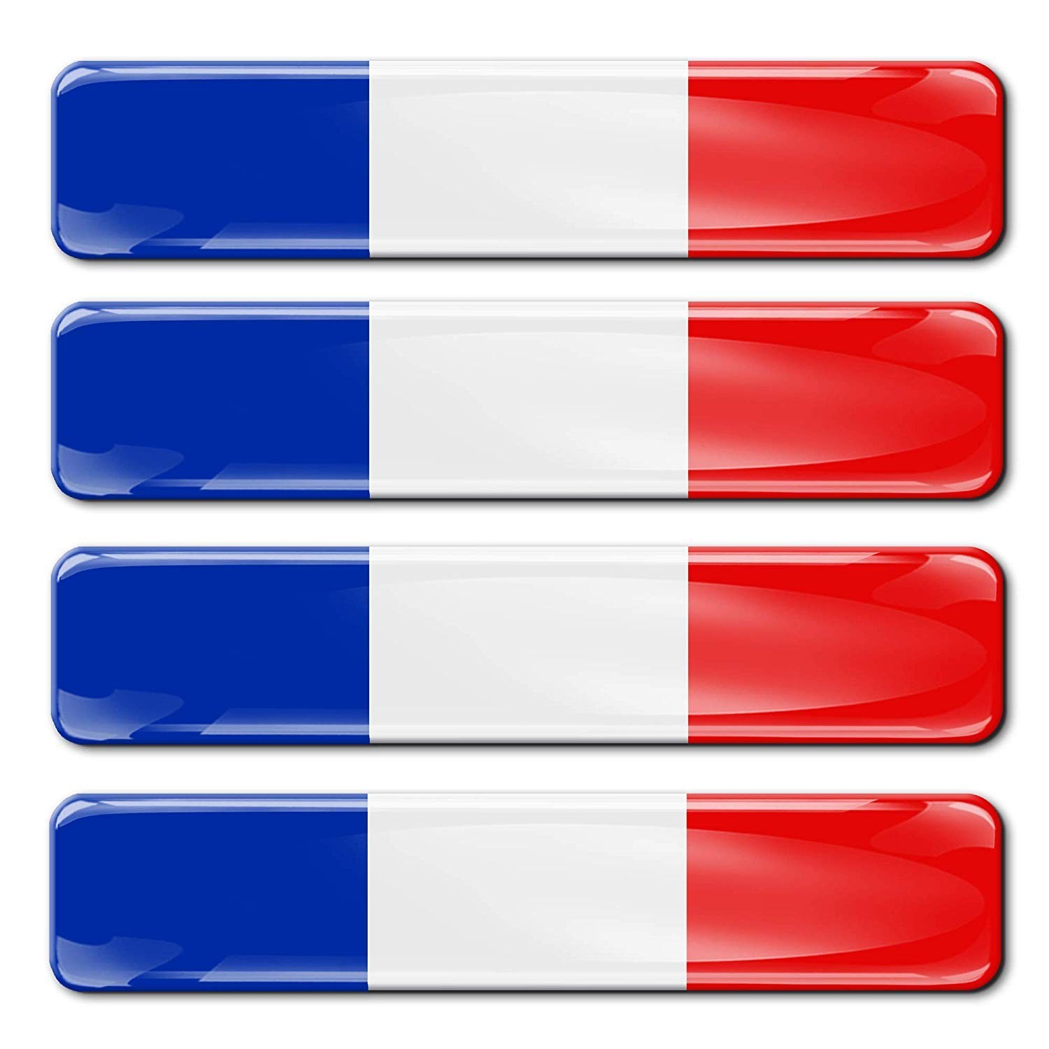 Stickers Drapeaux France 3D Autocollants Finition Premium en Gel Souple Lot de 4