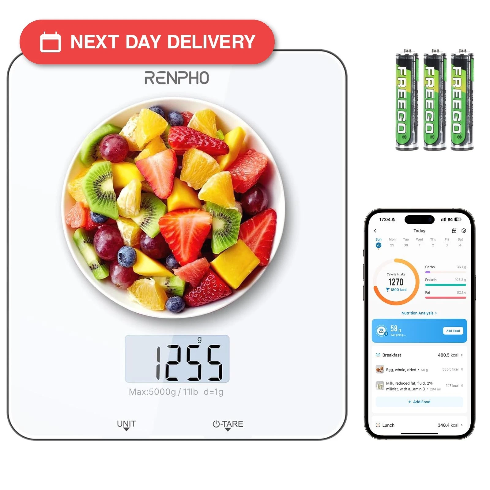 RENPHO Electronic Digital Kitchen Scales with Tare Function, Food Weighing...