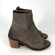 SixtySeven Women's Gray Suede Open Toe Chelsea Boot Size 37