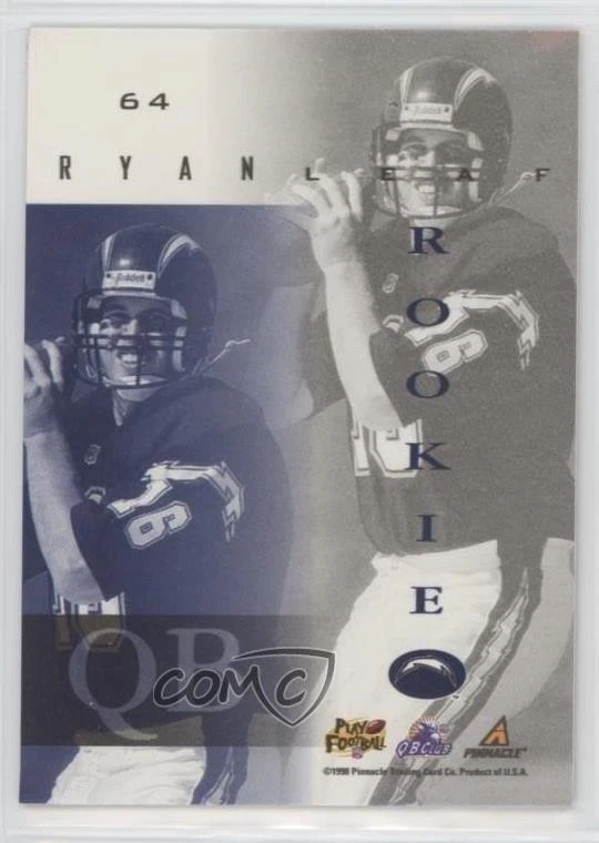 1998 Pinnacle Mint Collection Silver Mint Team Ryan Leaf #64 Rookie RC - Image 2 of 2