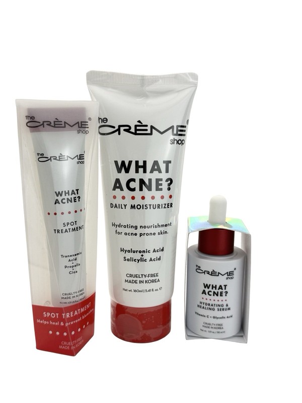 The Creme Shop What Acne Bundle Moisturizer, Serum, Spot Treatment