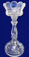 VTG Centerpiece Bohemia Czech 24% Lead Crystal Pillar Candle Holder 11" H MINT