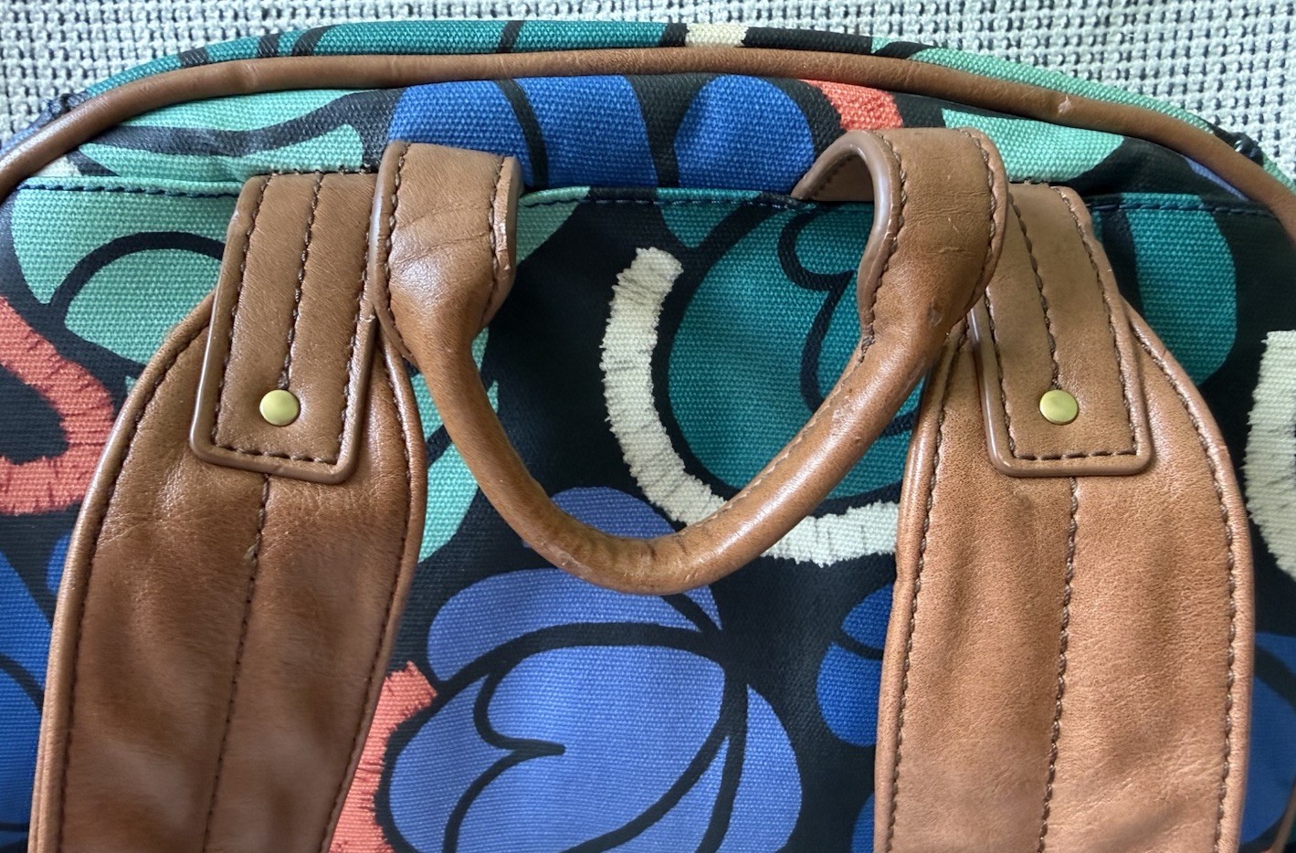 Fossil Multicolor Floral Design Backpack Zip Up Multipocket With Handle Strap — image 12