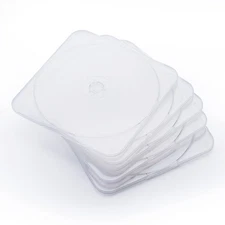 50 Pack Ultra Slim Clear Transparent Square Shaped CD and DVD Disc Clam Shell...