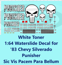 White Toner Waterslide for 83 Chevy Silverado Punisher Sic Vis Pacem Para Bellum