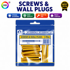 4x60mm Screws & Wall Plugs Set 30pc Heavy Duty Fixings for Brick Concrete Wood