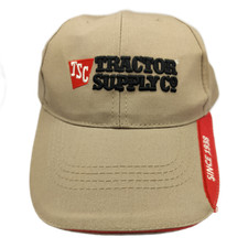 Tractor Supply Co TSC Baseball Cap Hat Tan Red Since 1938 100 Cotton Adjustable
