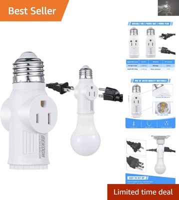 Durable Light Socket Adapter - E26 to 3-Prong Converter for Indoor/Outdoor Use