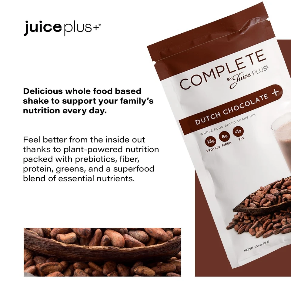 Complete by JuicePlus+ Batidos de chocolate holandeses de una sola porción - Nutrición a base de plantas... Foto 4 de 4
