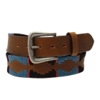 Nocona Men's Square Blue Embroidered Brown Leather Belt N210005927