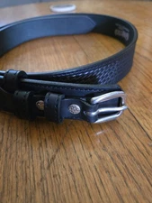 Gingerich Leather Basketweave Tooled Engraved Western Ranger Belt