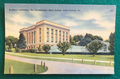 State College Pennsylvania, Buckhout Laboratory, Penn State Linen Postcard,