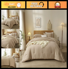 "Full Size 3-Piece Khaki Comforter Set - Soft Fluffy Bedding, Down Alternative,