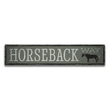 Horseback Way Rustic Distressed Sign, Personalized Wood Sign