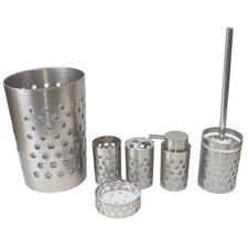 Mosaic Collection 6-Piece Complete Bathroom Accessory Set, Silver