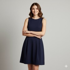 NWT Madewell Fit & Flare Ponte Dress XS Navy Blue Pleated Sleeveless $98