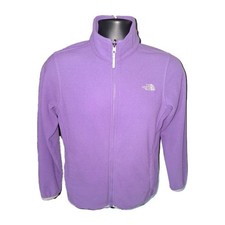 THE NORTH FACE Fleece Jacket Girls XL 18 Purple Full Zip Pockets Gray Logo