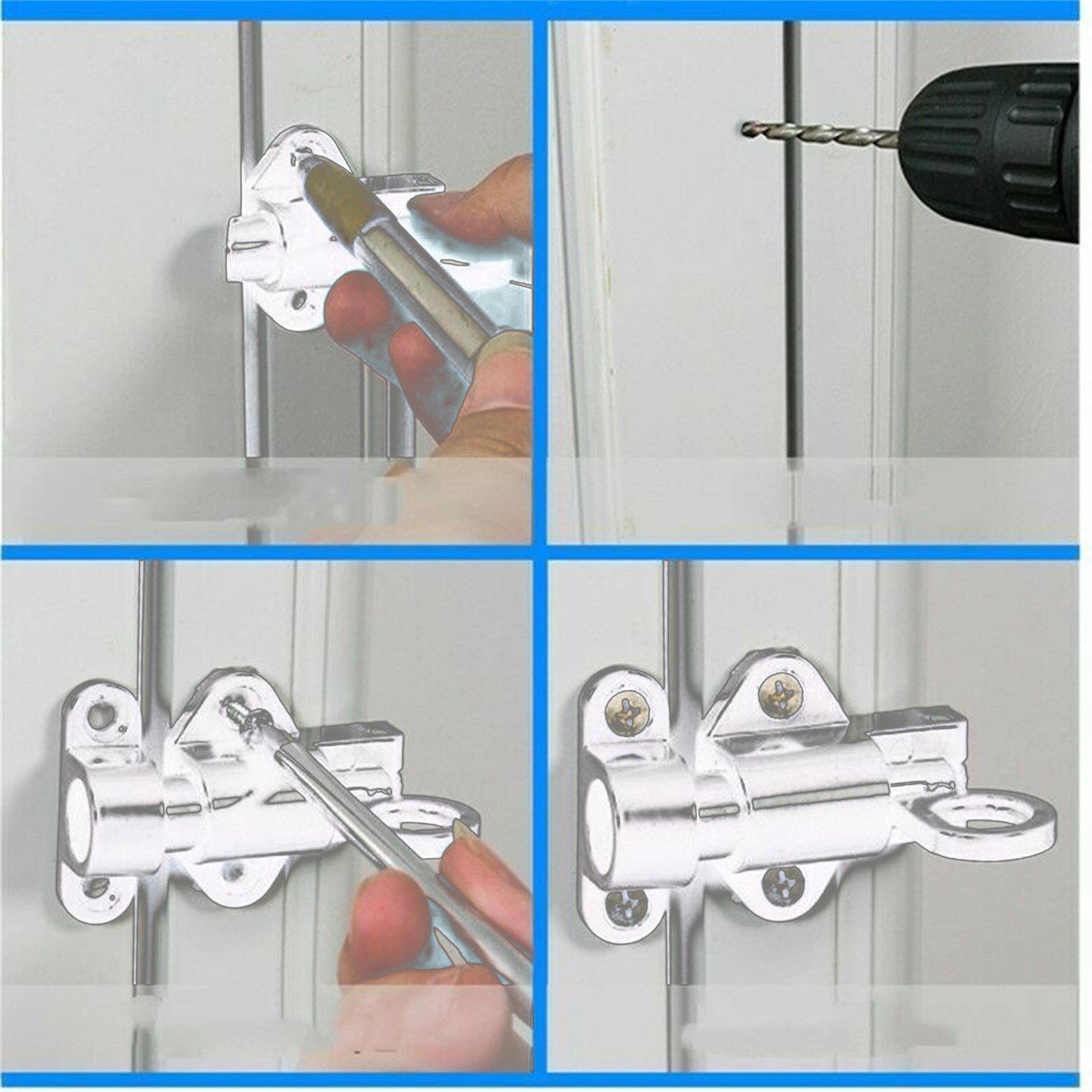1Pc Silver Self Closing Latch Bolt Auto Spring Loaded Door Gate Security Lock gg
