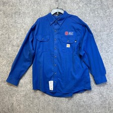 Carhartt FR Shirt Mens XL Blue Excellent Flame Resistant Westex DH CAT 2 PPE