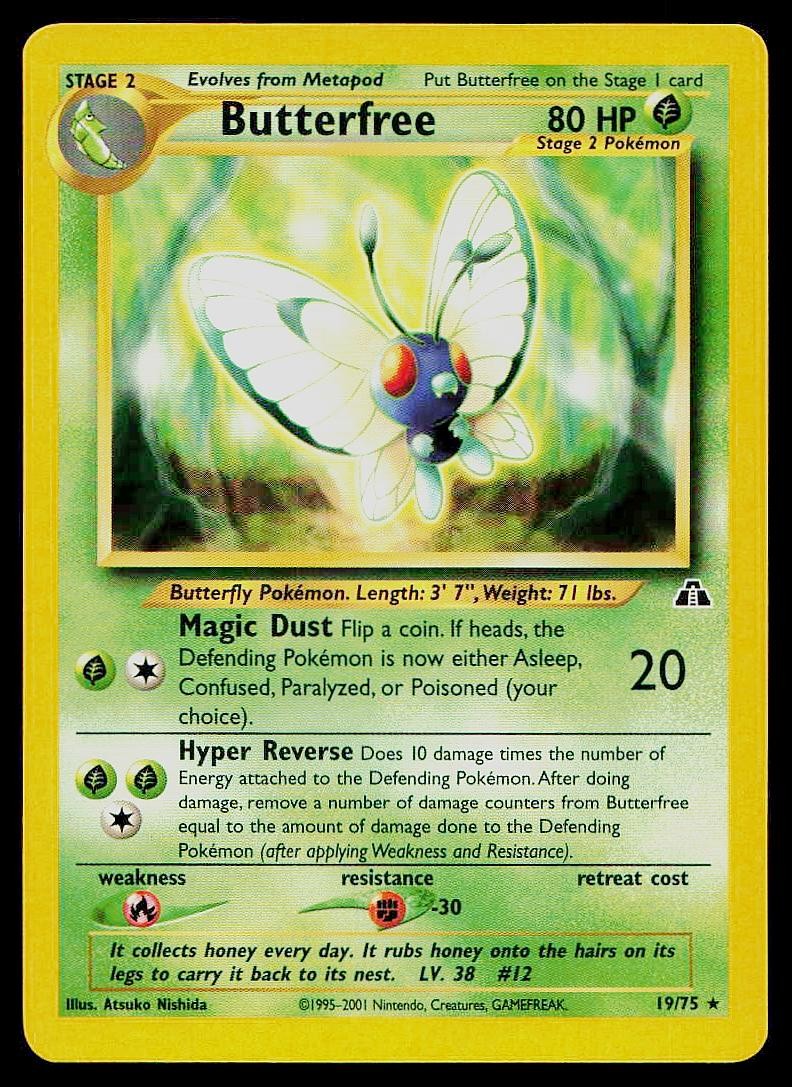Pokemon Card Neo Discovery Butterfree 19/75 Unlimited Rare