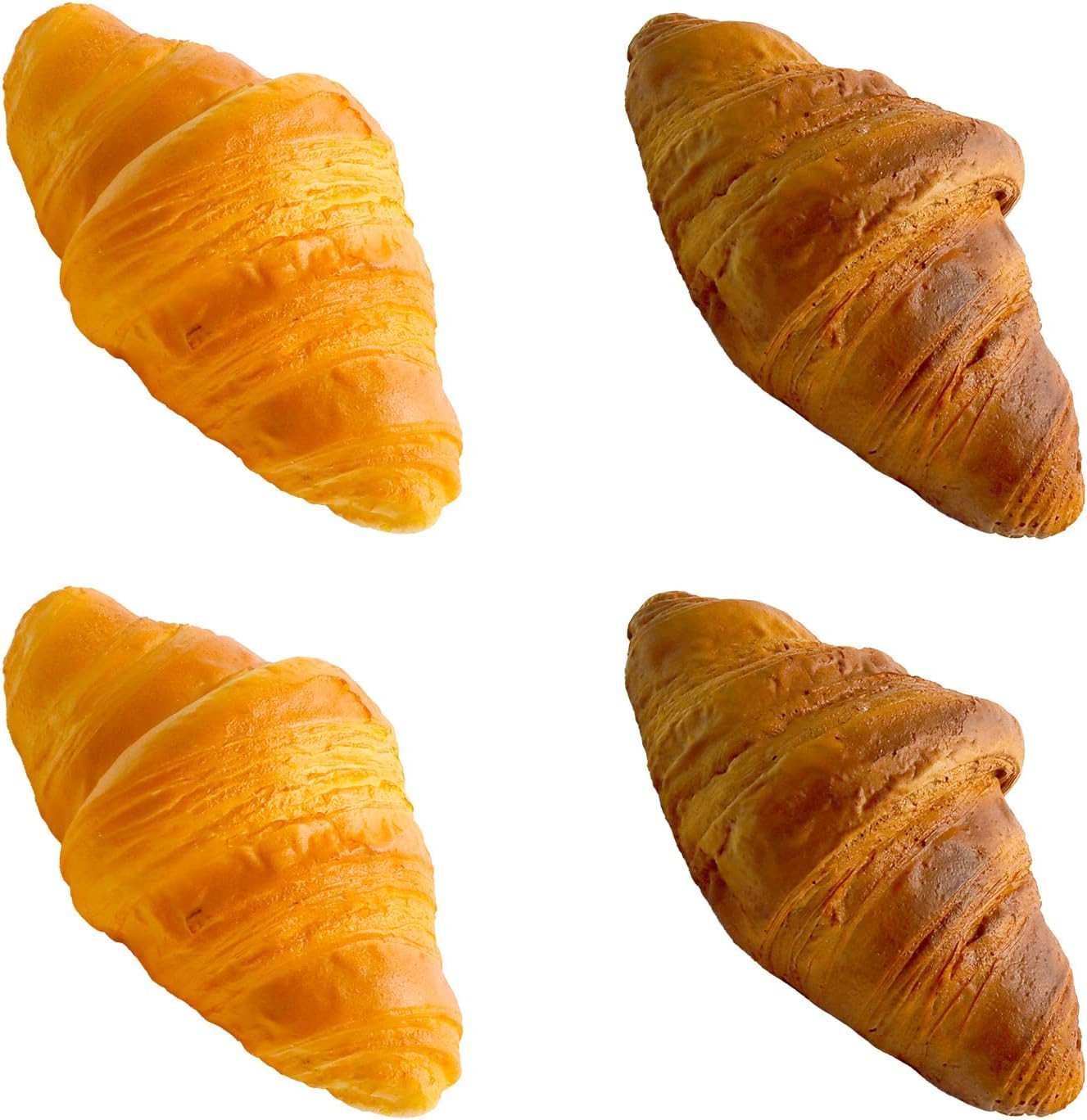 4 piezas rollos de croissant artificial simulación PU pan falso pan de comida realista D