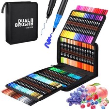 120 Dual Tip Colouring Pens Brush Pens Felt Tip Pens for Kids Adults Colouring