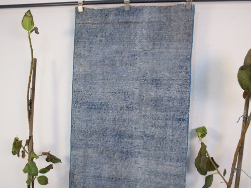 2,6 x 9,3 Fuß Blau Türkischer Läufer Teppich - Handgewebter Flurteppich, Vintage Bereich  - Bild 6 von 10