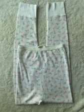 Vintage 70s Thermal Long John Waffle Knit Pants Bow Pattern Size XL
