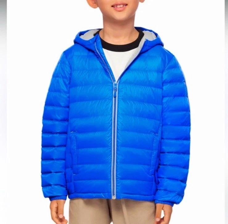 Rokka Rolla Down Puffer Jacket Coat Boys Sz 8 Blue Lightweight Nylon Packable