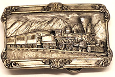 Vintage 1984 A-29 Steam Train Locomotive Siskiyou Pewter Belt Buckle Railroad
