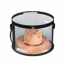 Non-Woven Round Hat Storage Box Transparent Bucket for Travel Organising