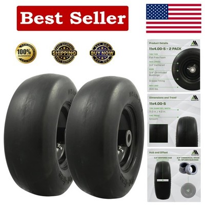 Dual Pack 11x4.00-5 Zero Turn Mower Tires - Maintenance-Free Flat-Free Design