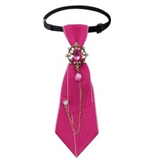 Rhinestone Womens Tie, Crystal Bow Ties for Women Girls Adjustable Rose Red