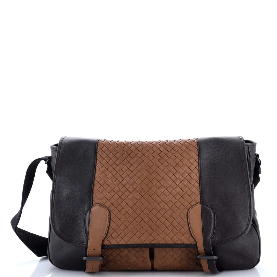 Bottega Veneta Gardena Messenger Bag Cervo with Intrecciato Detail Large