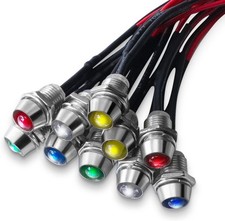 10PCS Car Boat LED Indicator Light 12V 8mm Pilot Dash Panel Warning Single Lamp