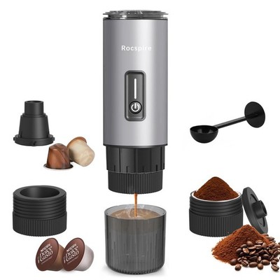 3-in-1 Portable Espresso Maker 20 Bar Self-Heating Stainless Steel Fits Groun...