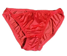 RED COLOR SECOND SKIN satin HIGH CUT BIKINI PANTIES GUSSET SZ SMALL