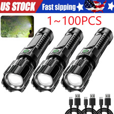 Mini Rechargeable LED Flashlight Tactical Police Super Bright Torch Zoomable Lot