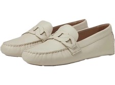 Cole Haan Evelyn Chain Driver Loafers Shoes Ivory Leather Women's Size 8.5B