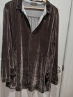 CP Shades Velvet Top Size Medium Popover Long Sleeve Tunic Green Crushed Blouse