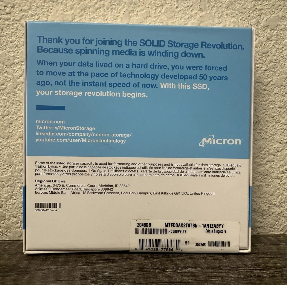 MICRON 1100 2 TB 2.5" SATA 6Gb/s 3D NAND SSD MTFDDAK2T0TBN | FedEx 2nd Day Air - Image 3 of 4